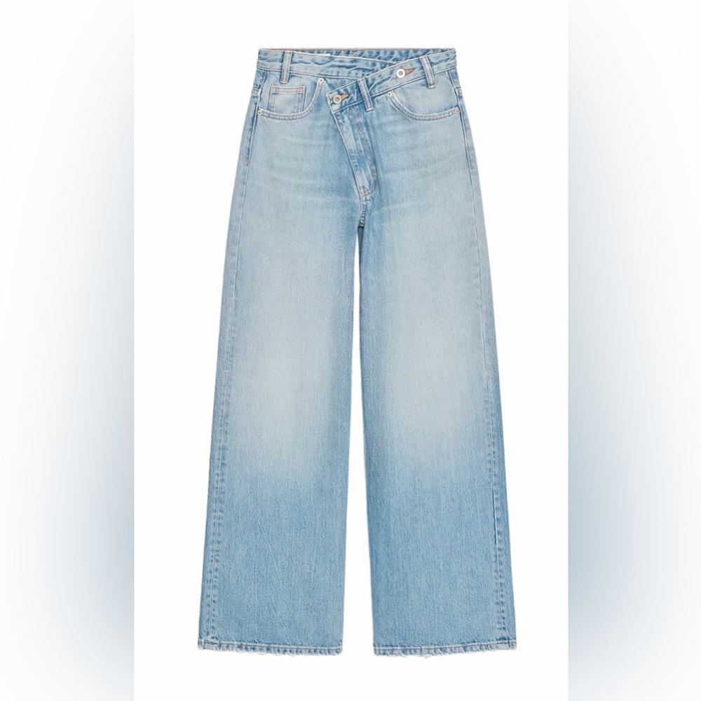 Zara Asymmetrical Wide-Leg Jeans